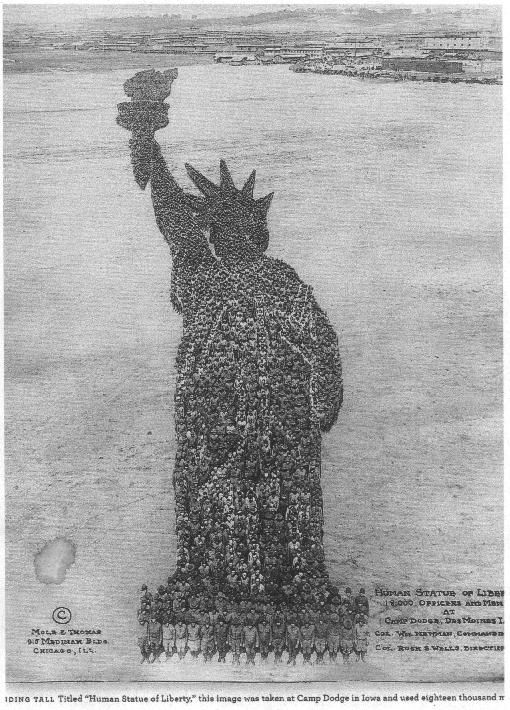 Soldiers forming Statue of Liberty
